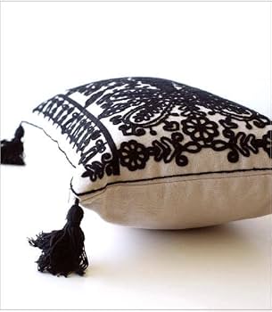 クッションカバー 刺繍 花柄 タッセル Morgan & Finch クッションカバー 花柄 45cm おしゃれ かわいい 刺繍 レース